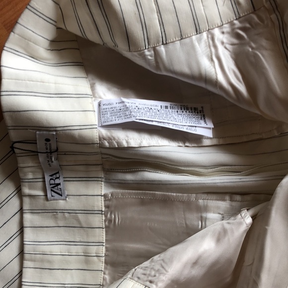 Pinstripe midi side slit linen skirt - Picture 7 of 9